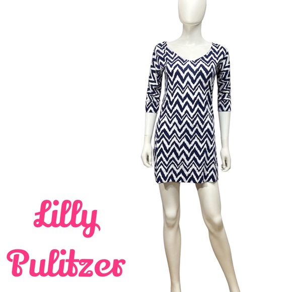Lilly Pulitzer Dresses & Skirts - ⭐️Lilly Pulitzer Navy Get Your Chev On Eliza Mini Dress [6015]
